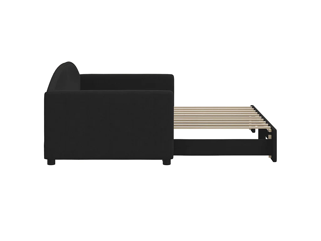 Tagesbett Ausziehbar Schwarz 90x190 cm Stoff