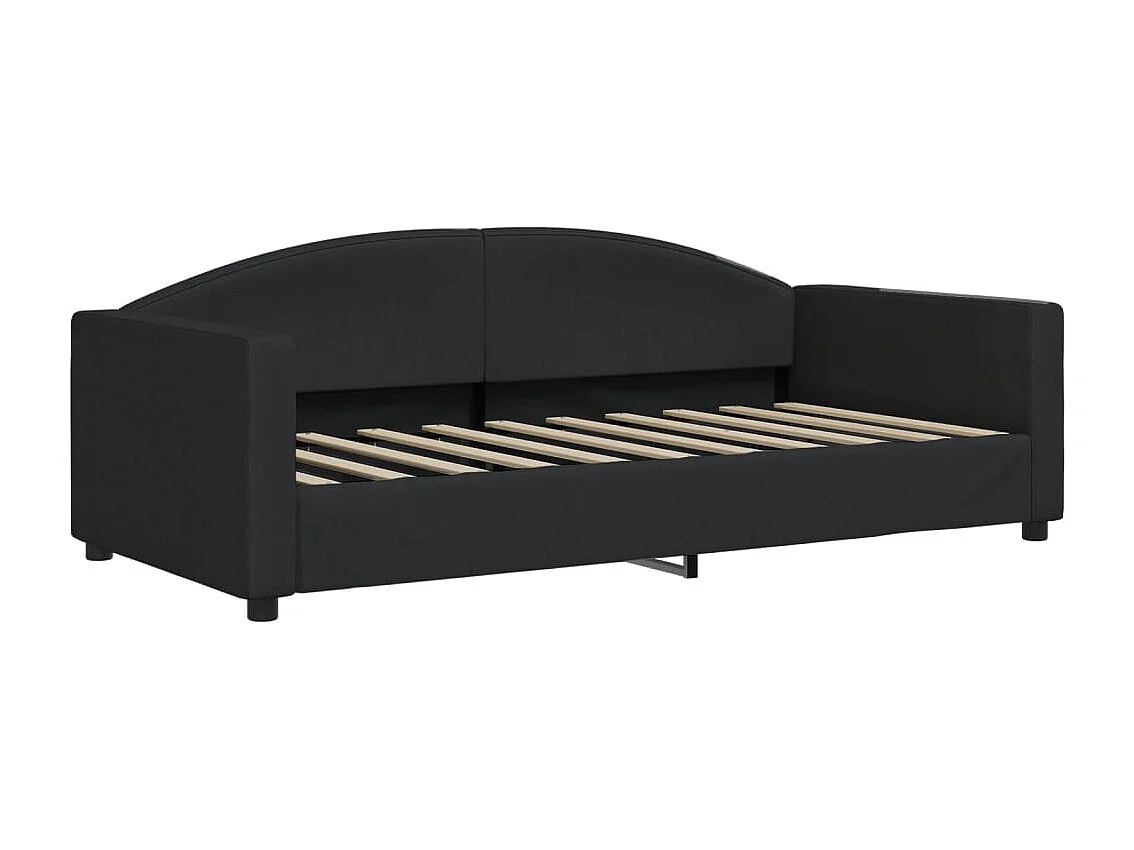 Tagesbett Ausziehbar Schwarz 90x190 cm Stoff