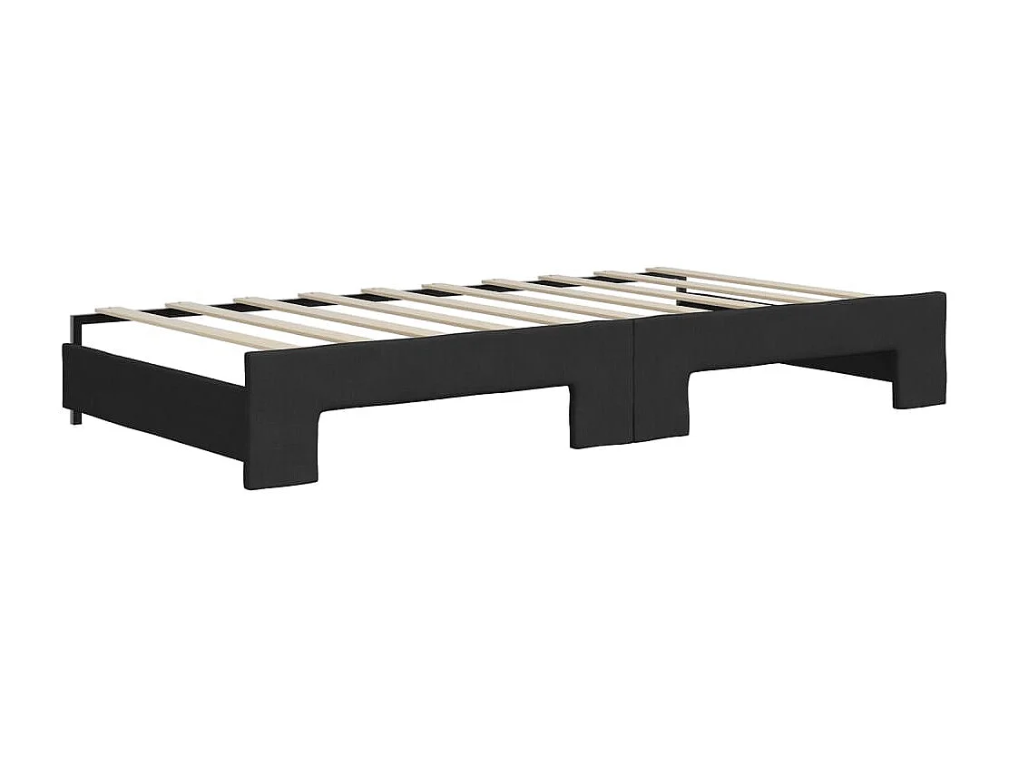 Tagesbett Ausziehbar Schwarz 90x190 cm Stoff