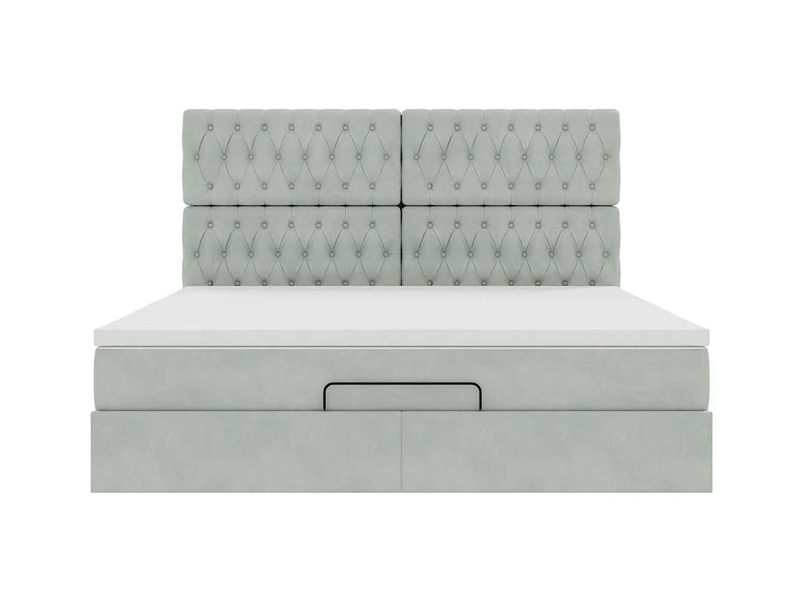 Ottoman-Bett mit Matratzen Hellgrau 160x200 cm Samt