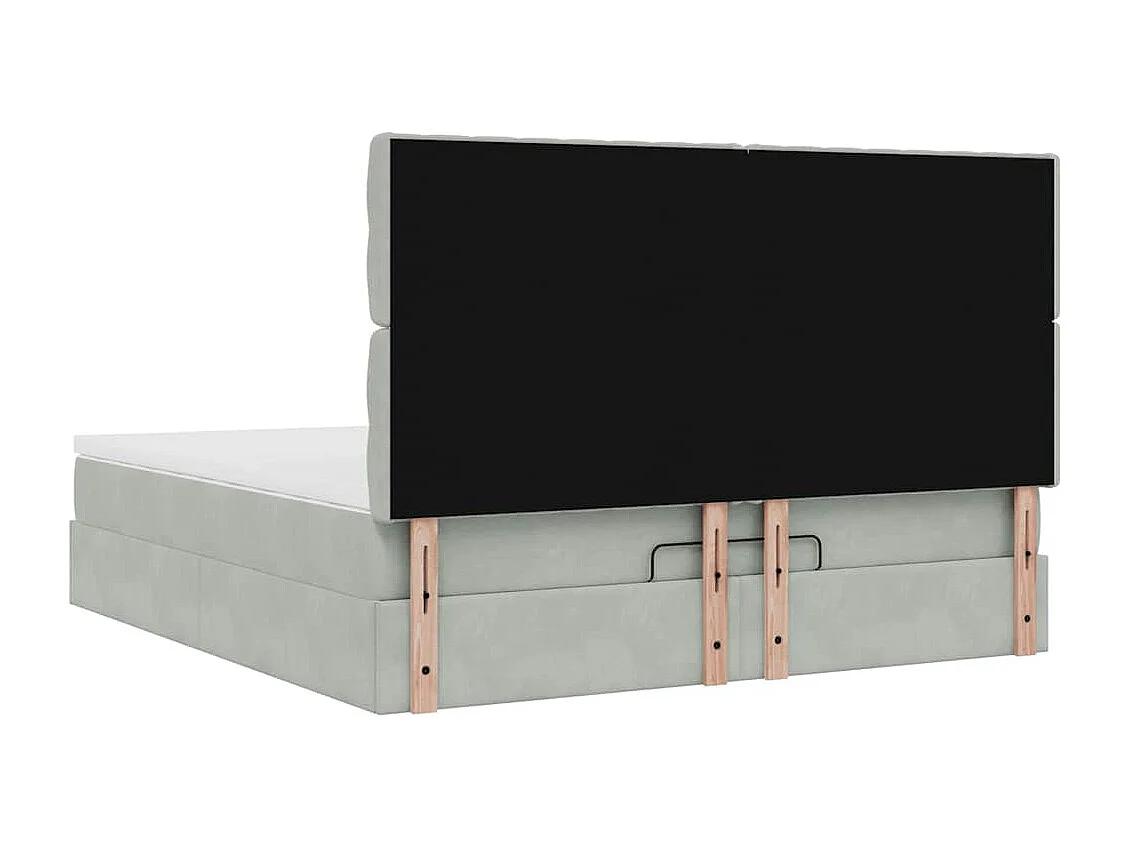 Ottoman-Bett mit Matratzen Hellgrau 160x200 cm Samt