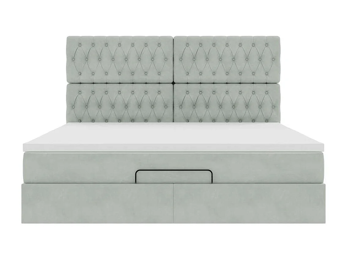 Cadre de lit ottoman et matelas gris clair 160x200cm velours