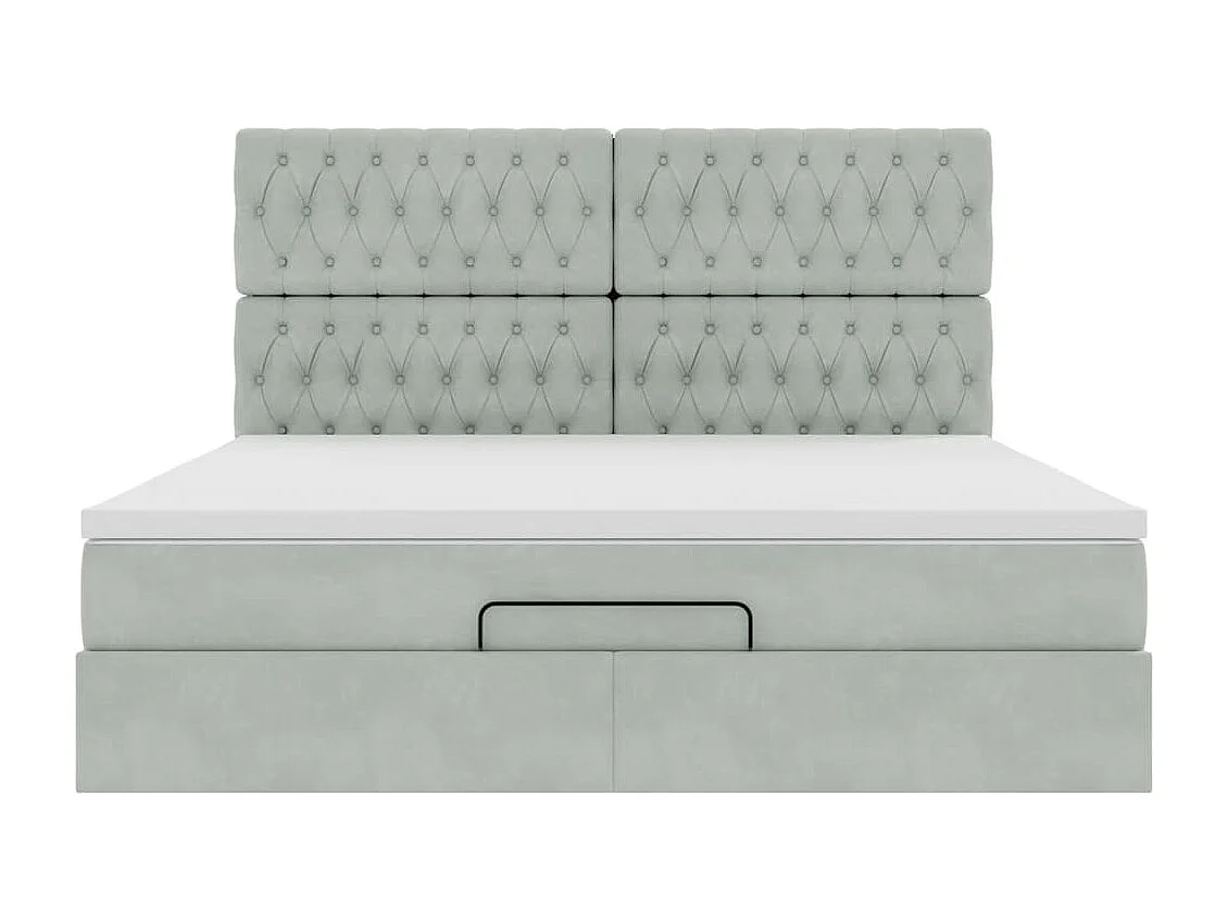 Cadre de lit ottoman et matelas gris clair 160x200cm velours