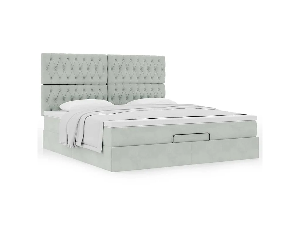 Struttura Letto Pouf con Materassi 160x200 cm in Velluto