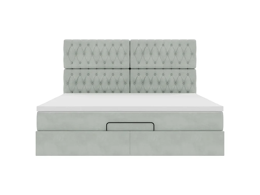 Ottoman bed met matrassen 160x200cm fluweel lichtgrijs