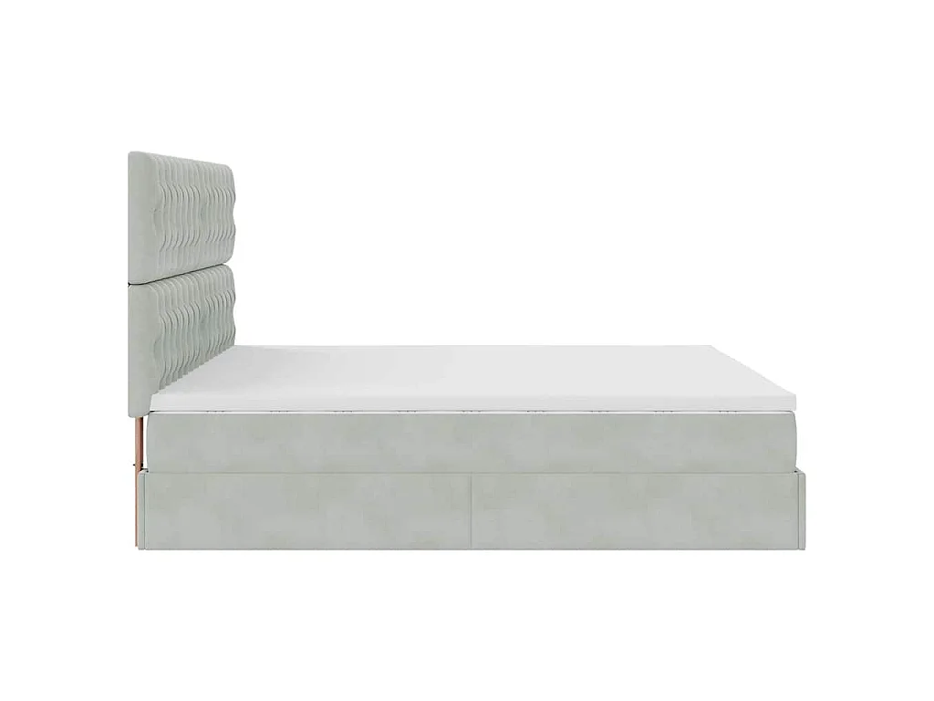 Ottoman bed met matrassen 160x200cm fluweel lichtgrijs