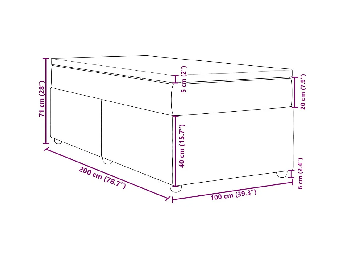Boxspringbett mit Matratze Dunkelgrau 100x200 cm Stoff