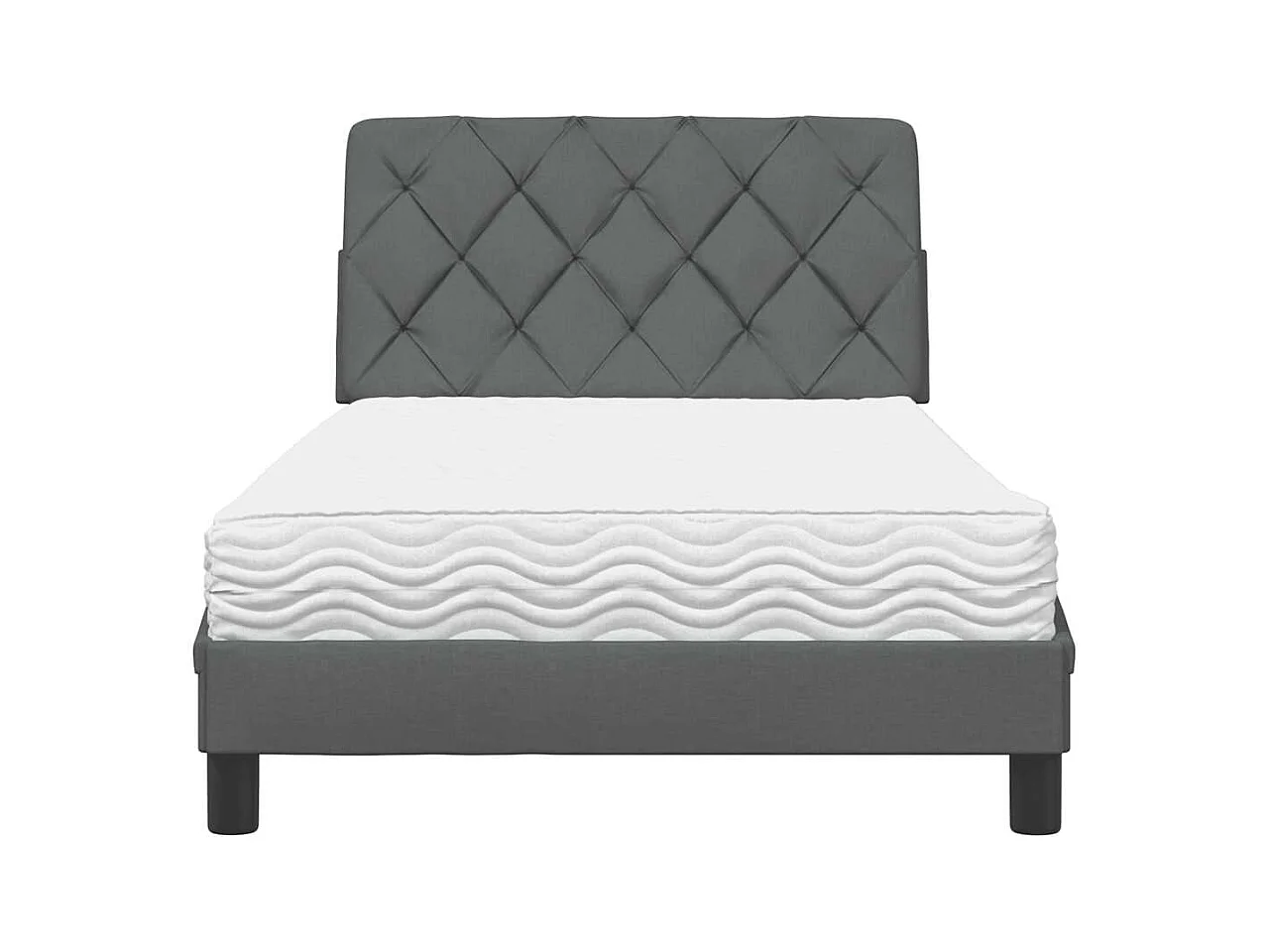 Lit avec matelas gris foncé 100x200 cm tissu