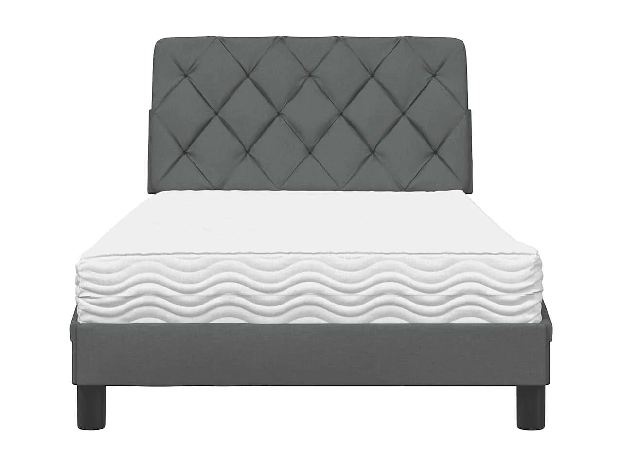Cama com colchão 100x200 cm tecido cinzento-escuro