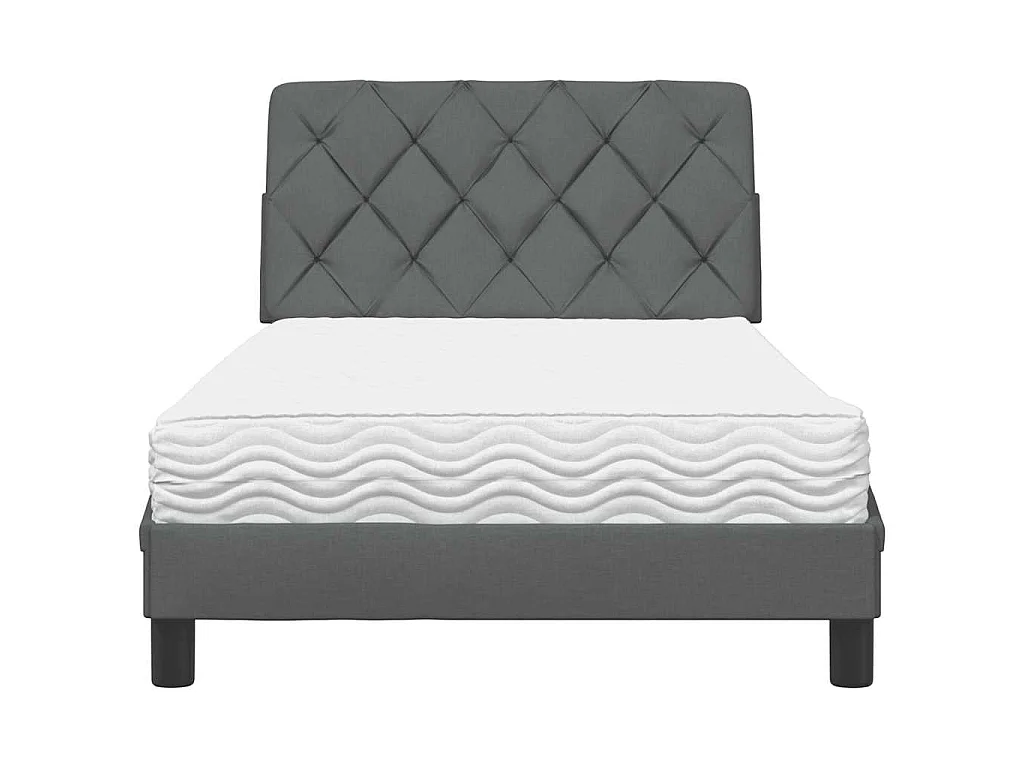 Cama com colchão 100x200 cm tecido cinzento-escuro