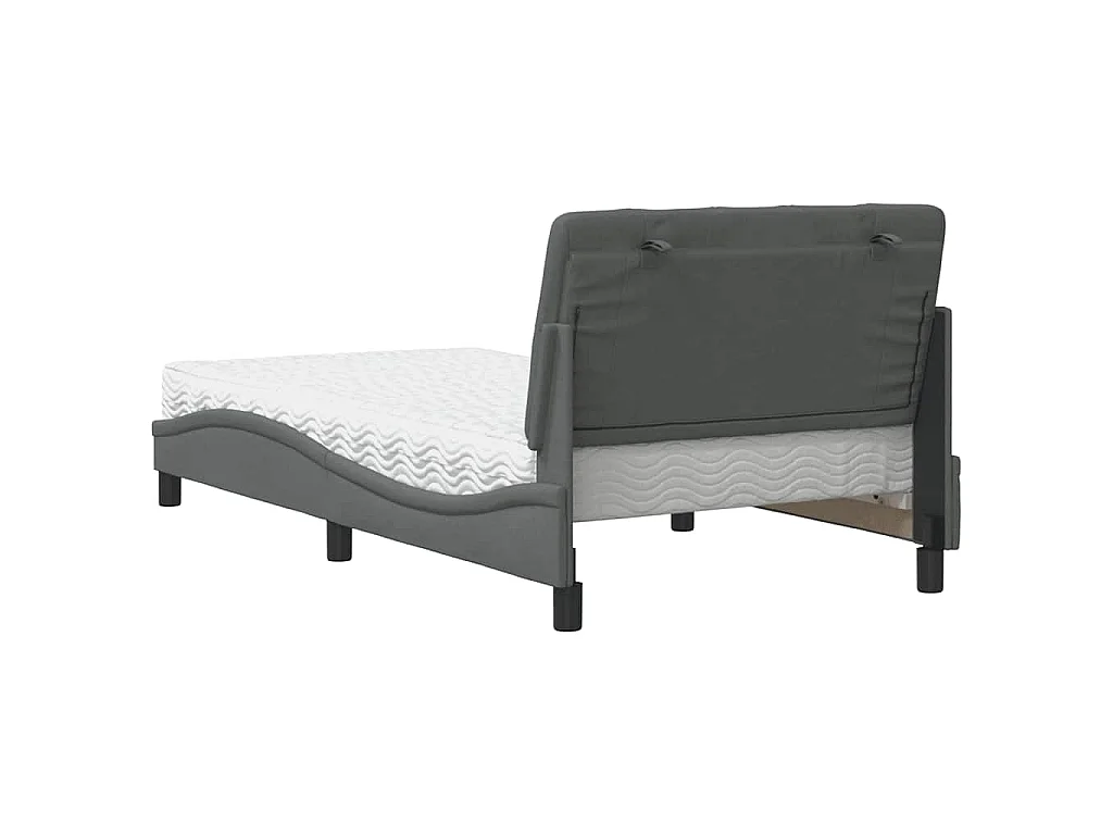Cama com colchão 100x200 cm tecido cinzento-escuro