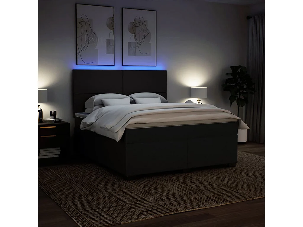 Sommier à lattes de lit avec matelas Noir 180x200 cm Tissu