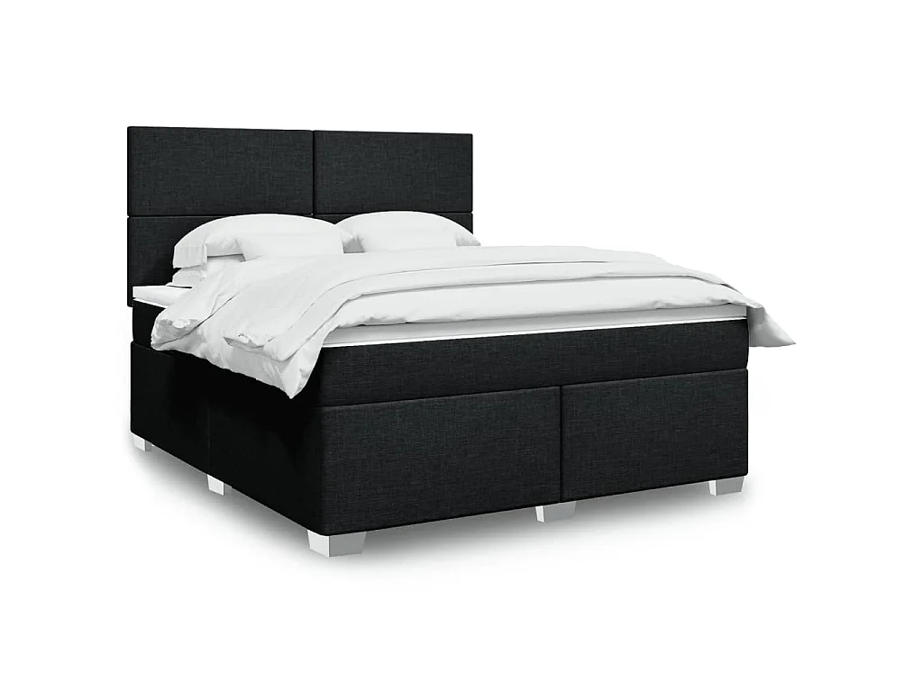 Boxspringbett mit Matratze Schwarz 180x200 cm Stoff