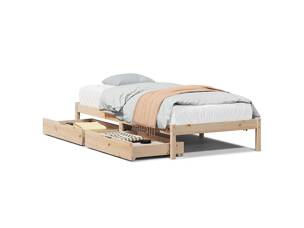 Estructura de cama sin colchón madera maciza de pino 90x190 cm