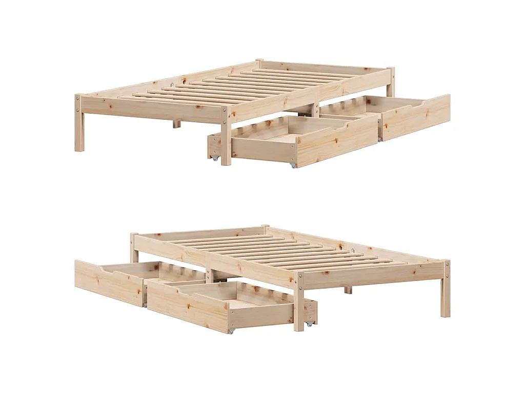 Estructura de cama sin colchón madera maciza de pino 90x190 cm