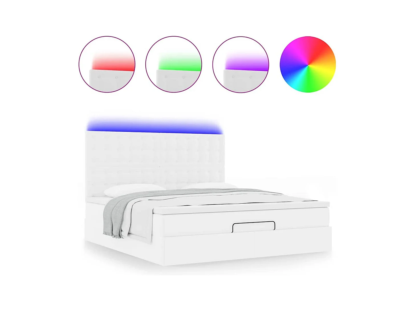 Cadre de lit ottoman avec matelas blanc 180x200 cm similicuir