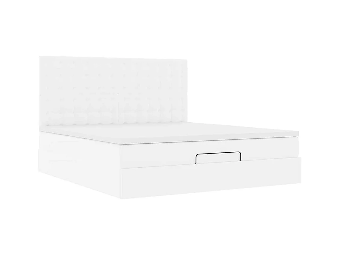 Cadre de lit ottoman avec matelas blanc 180x200 cm similicuir