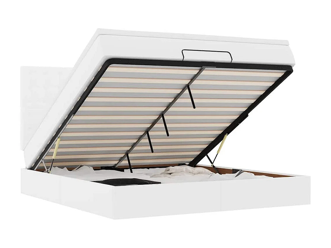 Ottoman-Bett mit Matratze & LEDs Weiß 180x200 cm Kunstleder