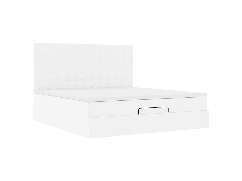 Cadre de lit ottoman avec matelas blanc 180x200 cm similicuir