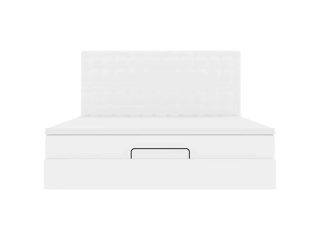 Cadre de lit ottoman avec matelas blanc 180x200 cm similicuir