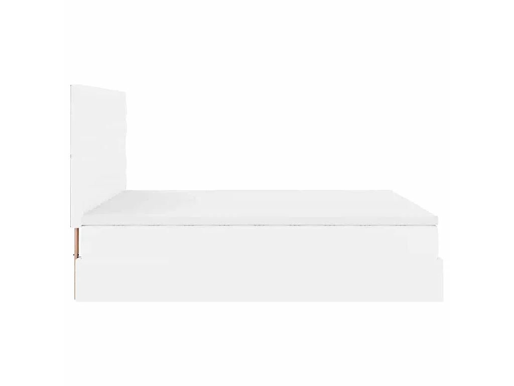 Estrutura de cama otomana com colchão branco couro falso