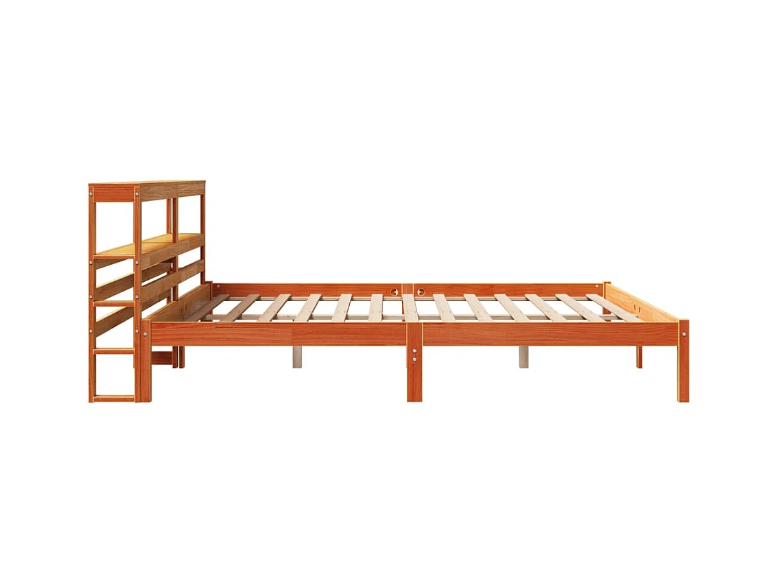 Cadre de lit et tête de lit sans matelas cire marron 180x200 cm
