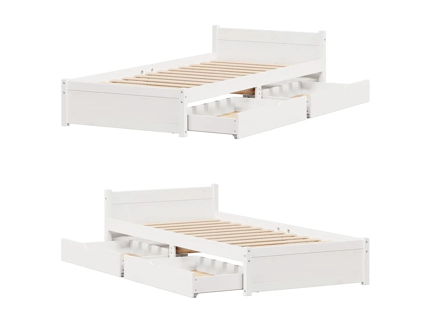 Cadre de lit sans matelas blanc 90x200 cm bois de pin massif