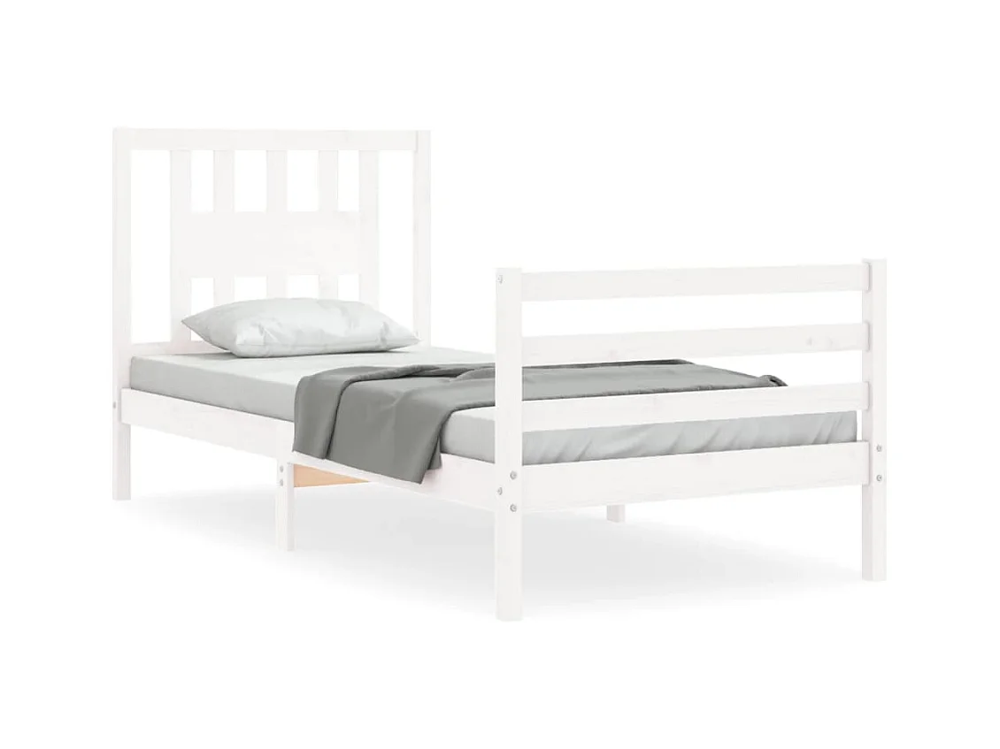 Cadre de lit sans matelas blanc 90x200 cm bois massif