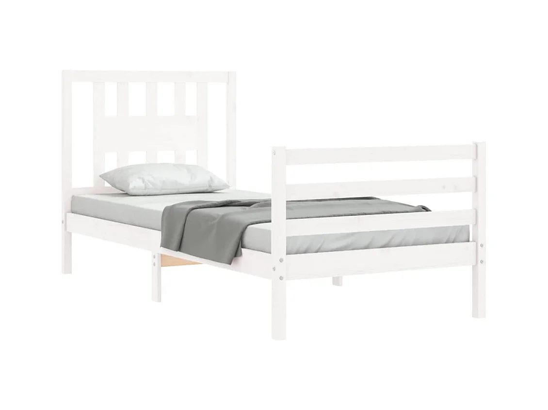 Cadre de lit sans matelas blanc 90x200 cm bois massif