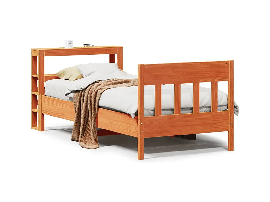 Cadre de lit sans matelas cire marron 100x200cm bois pin massif