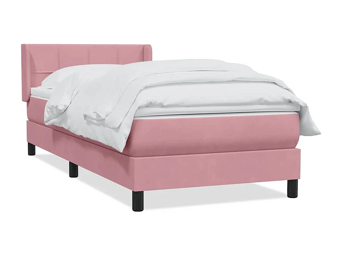 Sommier à lattes de lit avec matelas rose 90x220 cm velours