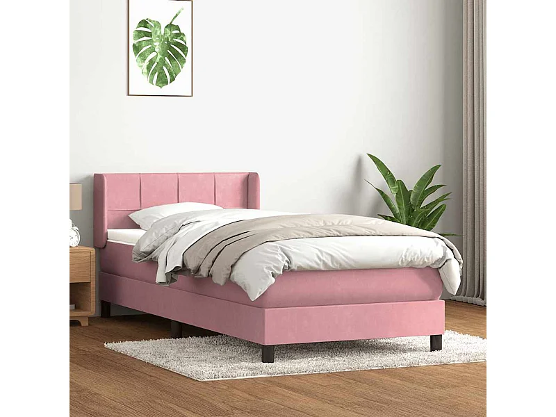 Boxspring met matras fluweel roze 90x220 cm
