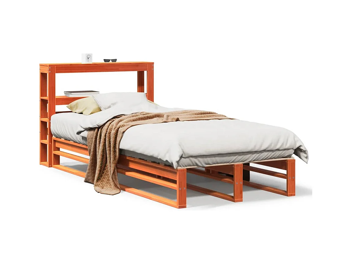 Cadre de lit sans matelas cire marron 90x200 cm bois pin massif