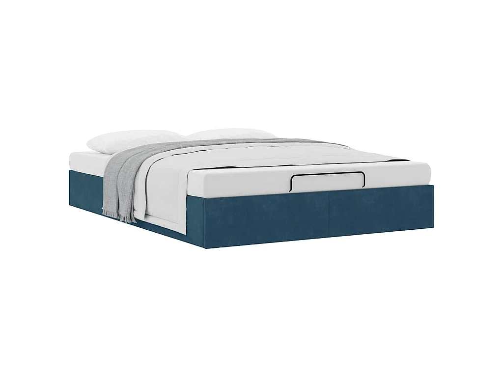 Ottoman-Bett ohne Matratze Dunkelblau 140x190 cm Samt