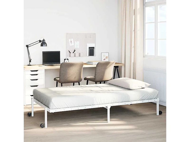 Estructura de cama sin colchón plegable blanco acero 100x190 cm