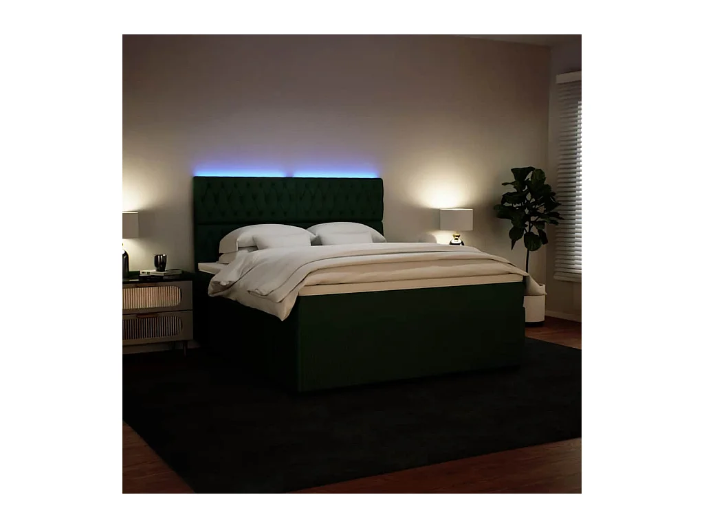 Boxspringbett mit Matratze Dunkelgrün 180x200 cm Samt