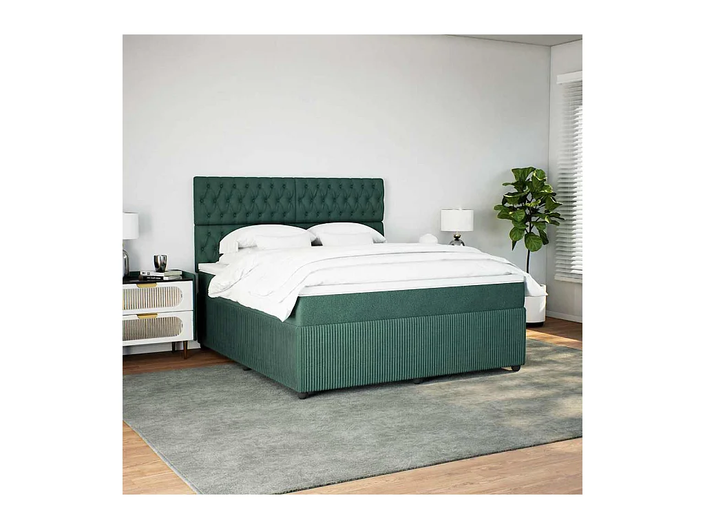 Boxspringbett mit Matratze Dunkelgrün 180x200 cm Samt