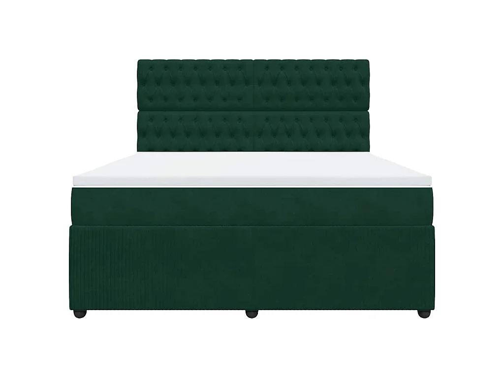 Cama box spring con colchón terciopelo verde oscuro 180x200 cm