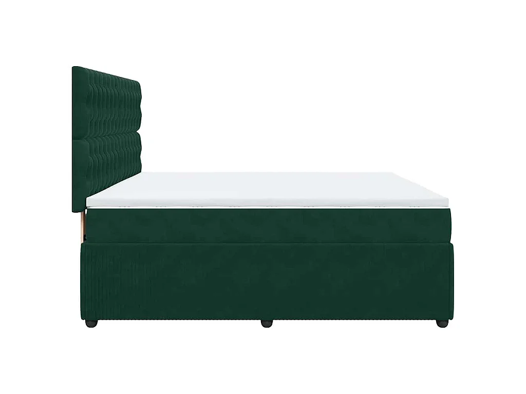 Cama box spring con colchón terciopelo verde oscuro 180x200 cm