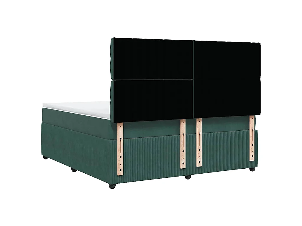 Cama box spring con colchón terciopelo verde oscuro 180x200 cm