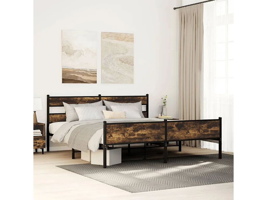 Bedframe zonder matras metaal gerookt eikenkleurig 180x200 cm