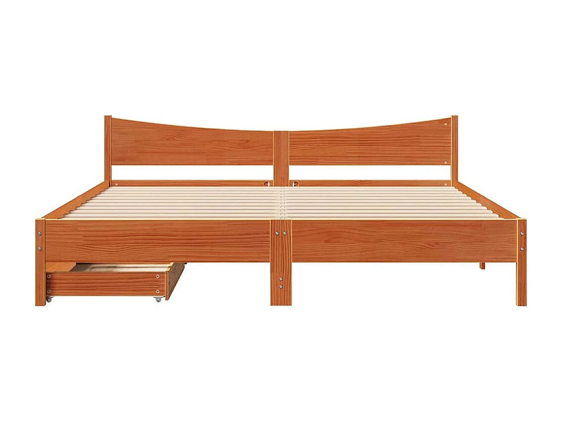 Cadre de lit avec tiroirs cire marron 180x200cm bois pin massif