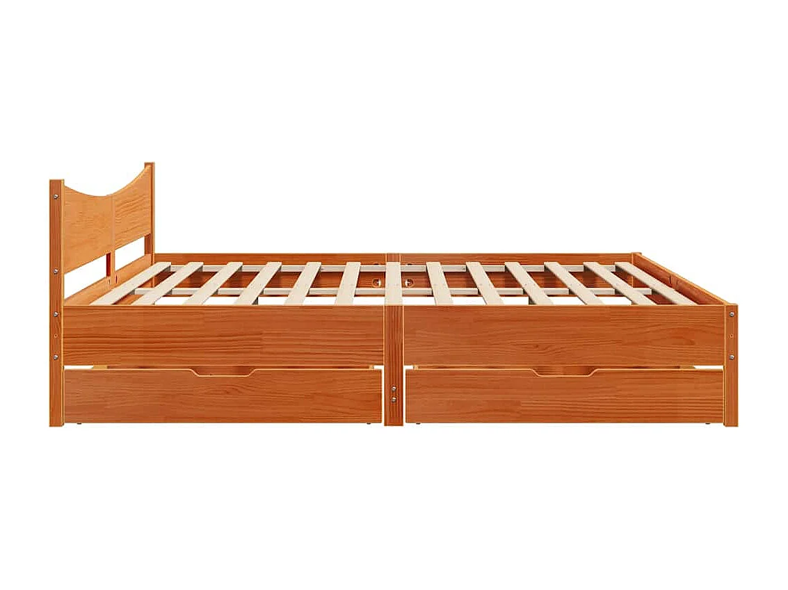 Cadre de lit avec tiroirs cire marron 180x200cm bois pin massif