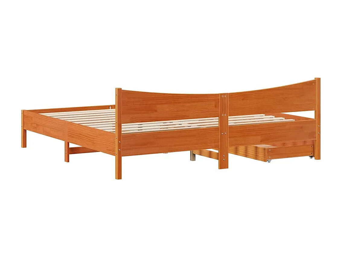 Cadre de lit avec tiroirs cire marron 180x200cm bois pin massif