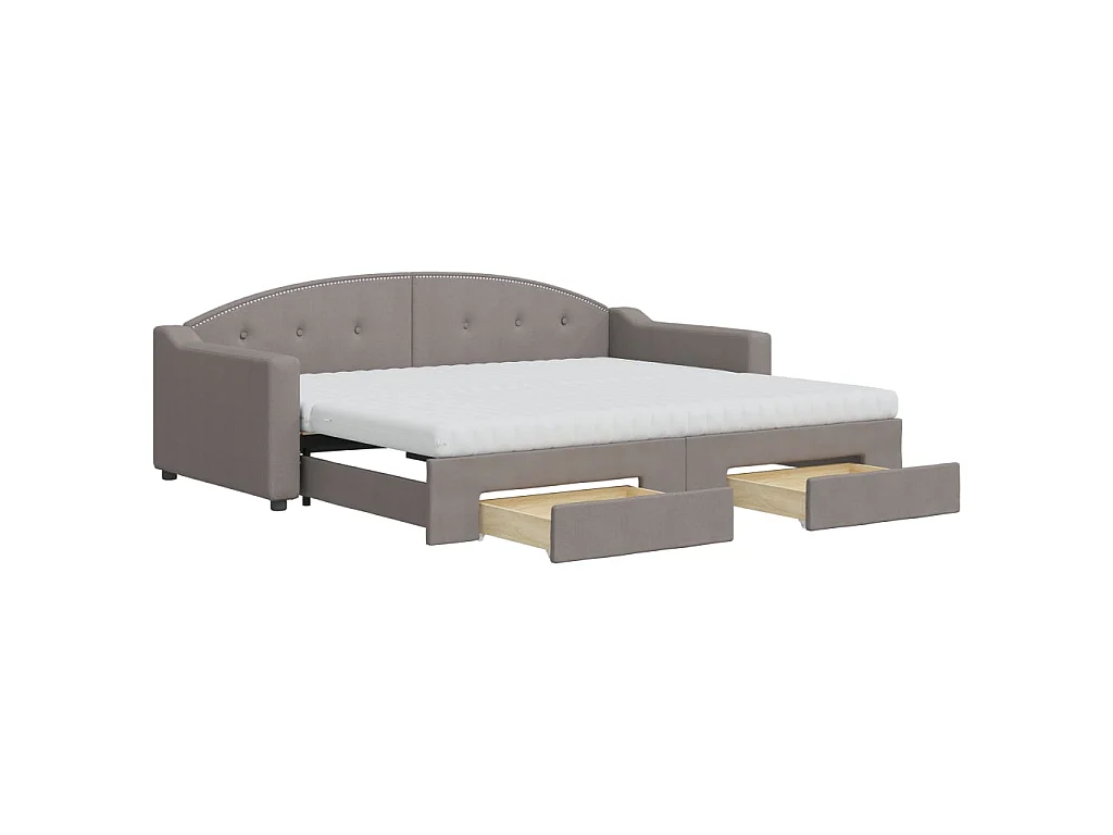 Divano Letto Estraibile con Cassetti Tortora 90x200 cm Tessuto
