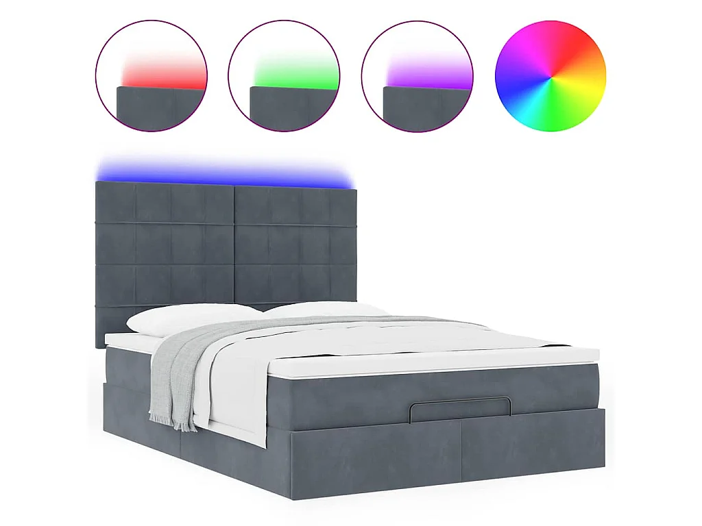 Estrutura de cama otomana colchões 140x200 cm cinzento escuro