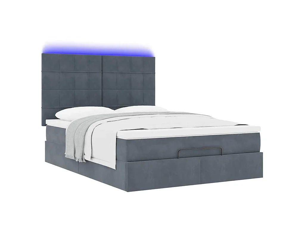 Estrutura de cama otomana colchões 140x200 cm cinzento escuro