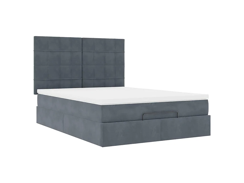 Estrutura de cama otomana colchões 140x200 cm cinzento escuro