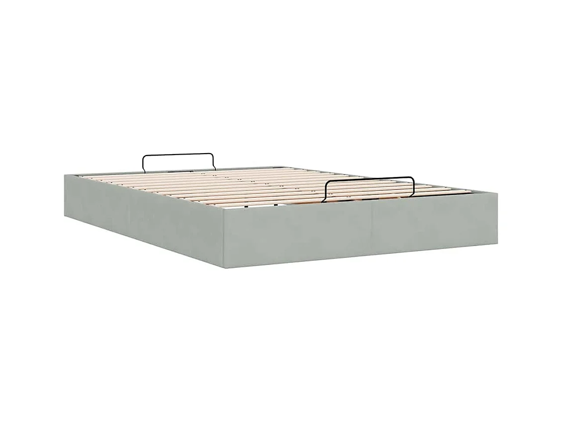 Cadre de lit ottoman sans matelas gris clair 140x190 cm velours