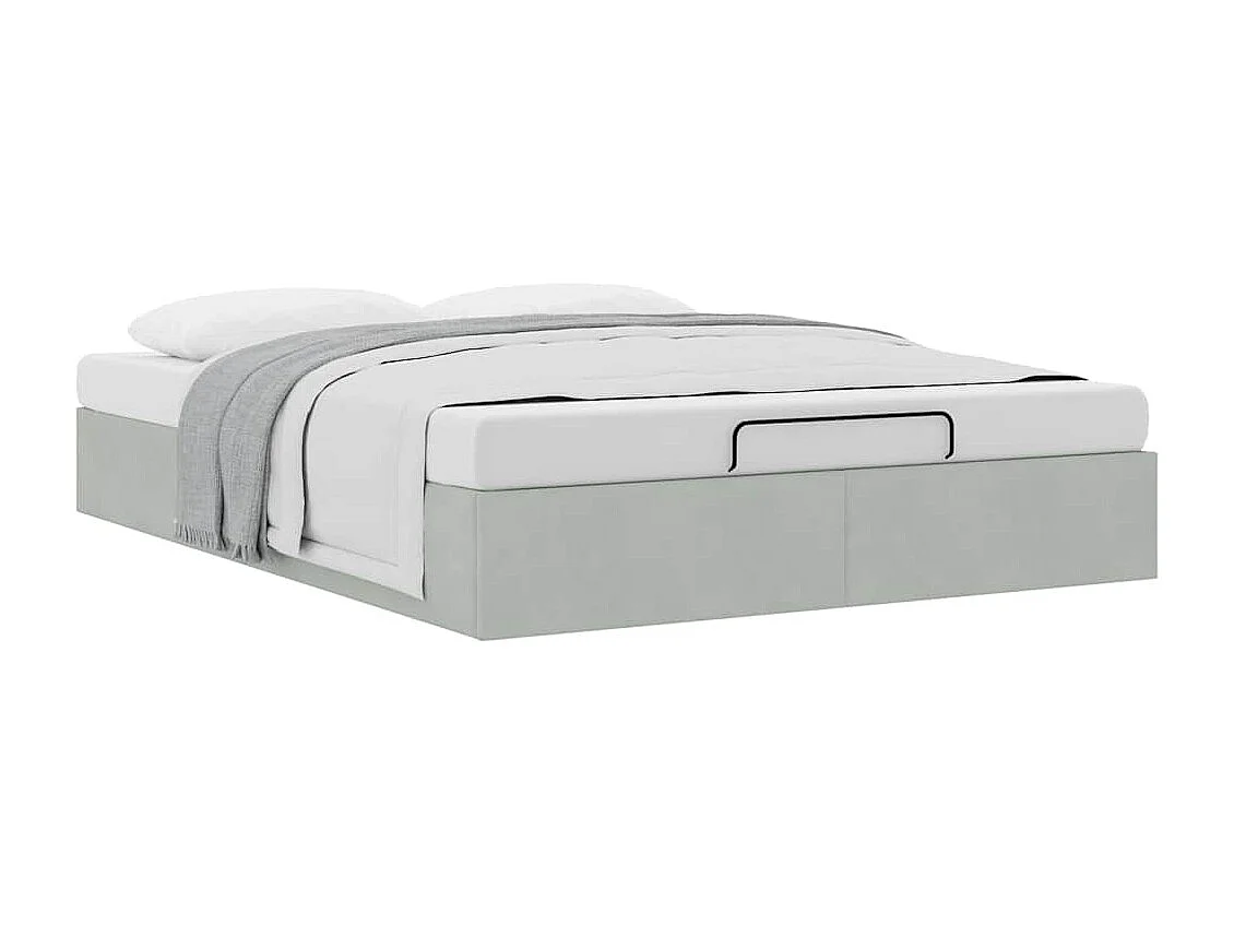 Ottoman-Bett ohne Matratze Hellgrau 140x190 cm Samt